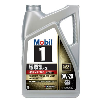 MOBIL 1 0W-20 EXTENDED PERFORMANCE HIGH MILEAGE FULL SYNTHETIC MOTOR OIL, 5 QUARTS